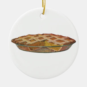 Vintage Foods, Dessert, Thanksgiving Pumpkin Pie Ceramic Ornament