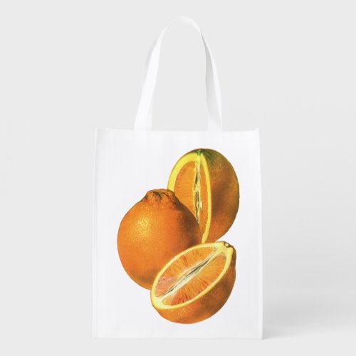 Vintage Foods Fruit Organic Fresh Healthy Oranges Reusable Grocery Bag