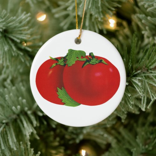 Vintage Foods Organic Red Ripe Heirloom Tomato Ceramic Ornament