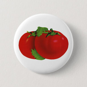 Vintage Foods, Organic Red Ripe Heirloom Tomato Pinback Button