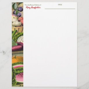Vintage foods personalized recipe letterhead