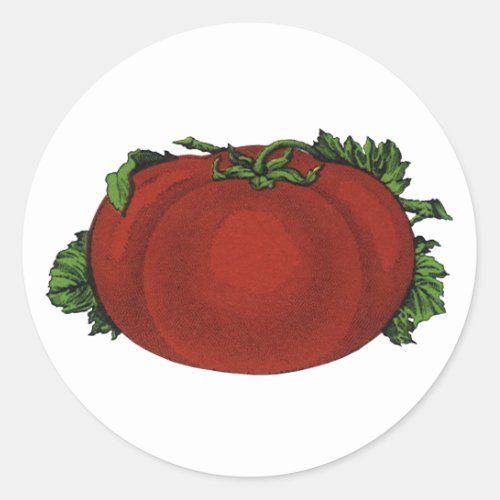 Vintage Foods Ripe Tomato Vegetables and Fruits Classic Round Sticker