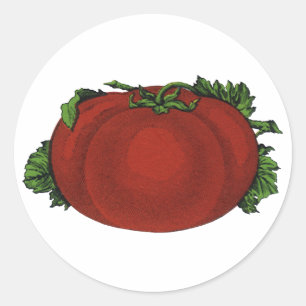 Vintage Foods, Ripe Tomato, Vegetables and Fruits Classic Round Sticker