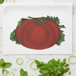 Vintage Foods, Ripe Tomato, Vegetables and Fruits Kitchen Towel