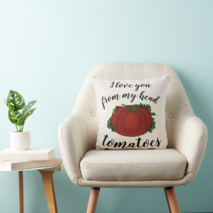 Vintage Foods, Ripe Tomato, Vegetables and Fruits Throw Pillow