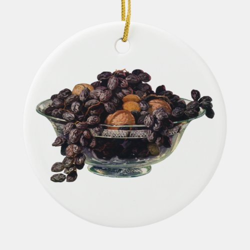 Vintage Foods Walnuts and Almonds Fruit and Nuts Ceramic Ornament