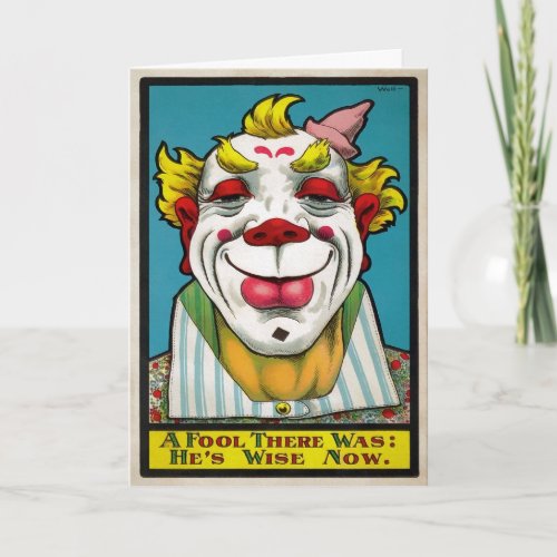 Vintage Fool Clown Birthday Card
