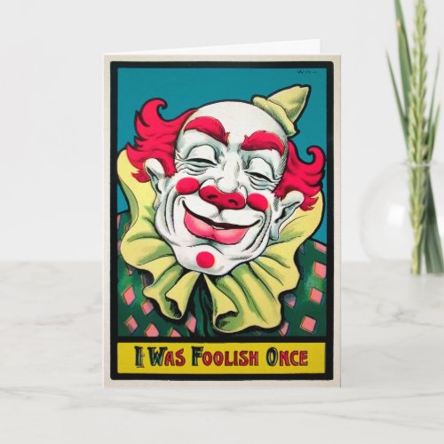 Vintage Foolish Clown Birthday Card