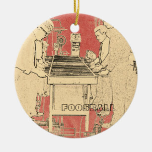 VINTAGE FOOSBALL FUZBOLL PHOTO ART TABLE FOOTBALL CERAMIC ORNAMENT