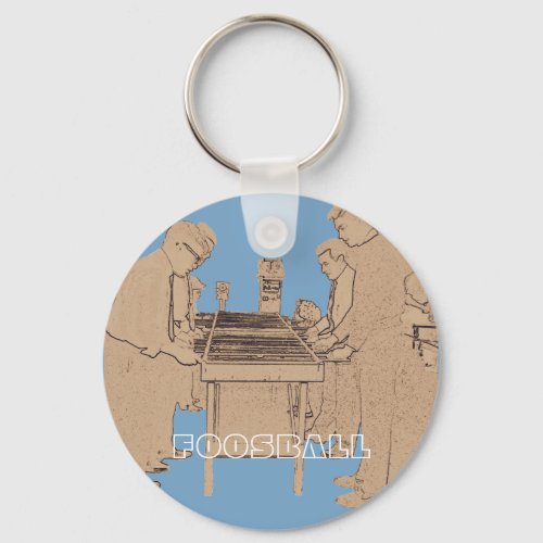 VINTAGE FOOSBALL FUZBOLL PHOTO ART TABLE FOOTBALL KEYCHAIN