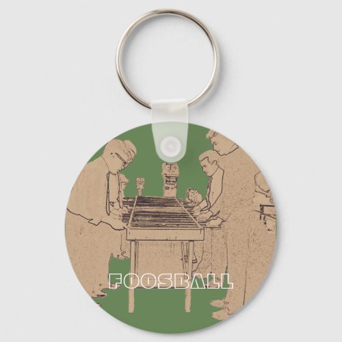 VINTAGE FOOSBALL FUZBOLL PHOTO ART TABLE FOOTBALL KEYCHAIN