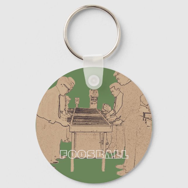 VINTAGE FOOSBALL FUZBOLL PHOTO ART TABLE FOOTBALL KEYCHAIN (Front)