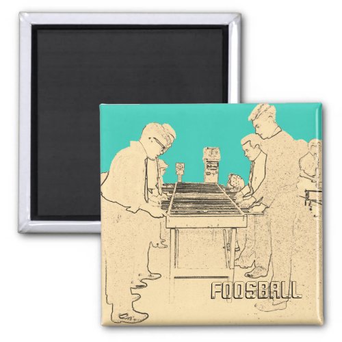 VINTAGE FOOSBALL FUZBOLL PHOTO ART TABLE FOOTBALL MAGNET