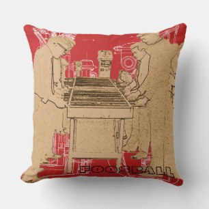 VINTAGE FOOSBALL FUZBOLL PHOTO ART TABLE FOOTBALL THROW PILLOW