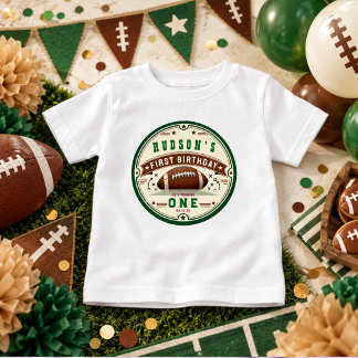 Vintage Football 1st Birthday Party Ticket Game Baby T-Shirt