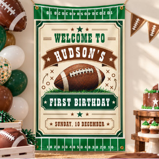 Vintage Football  1st Birthday Party Ticket Game  Banner