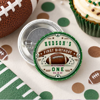 Vintage Football 1st Birthday Party Ticket Game Button