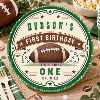 Vintage Football 1st Birthday Party Ticket Game Classic Round Sticker