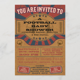 Vintage Football Baby Shower Invitation