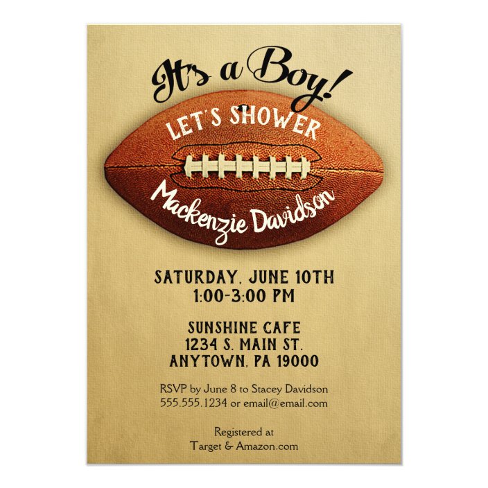 Vintage Football Baby Shower Invitation Boy Sports Zazzle Com