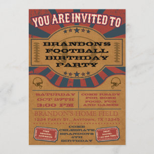 Vintage Football Birthday Party Invitation