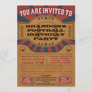 Vintage Football Birthday Party Invitation