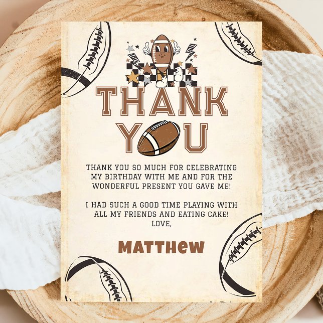 Vintage Football Birthday Thank You Card (Creator Uploaded)
