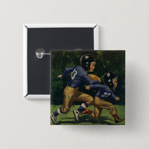 Vintage Football, Children, Boys Playing Sports Pinback Button