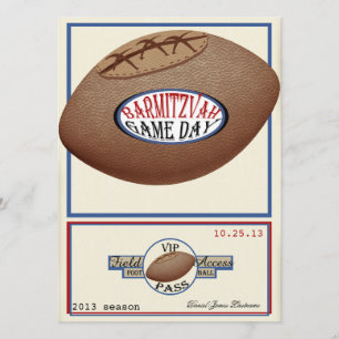 Vintage Football Field Pass Bar Mitzvah Invitation
