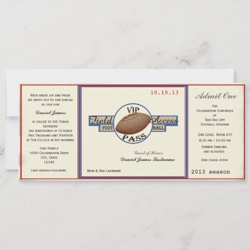 Vintage Football Field Pass Invitation
