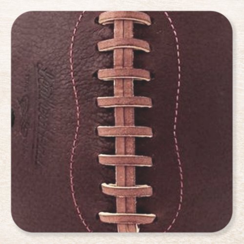 Vintage Football Leather Laces Sports Square Paper Coaster
