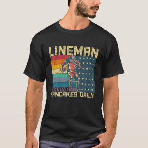 Vintage Football Lineman - Serving Pancakes Daily T-Shirt