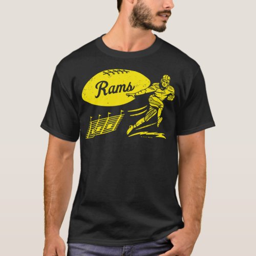 Vintage Football _ Los Angeles Rams Yellow Rams W T_Shirt