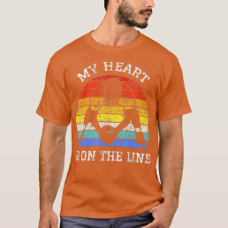 Vintage Football My Heart Is On The Line Offensive T-Shirt