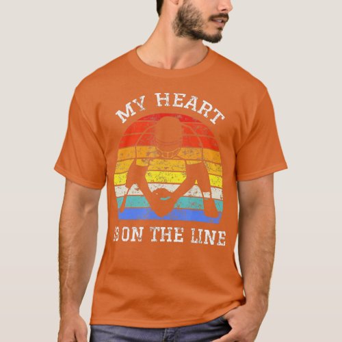 Vintage Football My Heart Is On The Line Offensive T_Shirt