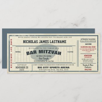 Vintage Football Pass Bar Mitzvah Invitation by InBeTeen at Zazzle