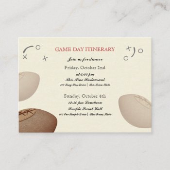 Vintage Football Pass Bar Mitzvah Itinerary Business Card by InBeTeen at Zazzle