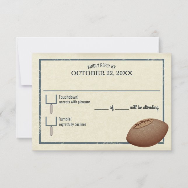 Vintage Football Pass Bar Mitzvah Reply Card (Front)