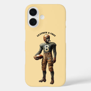 Vintage Football Player with a Leather Helmet URM iPhone 16 Case