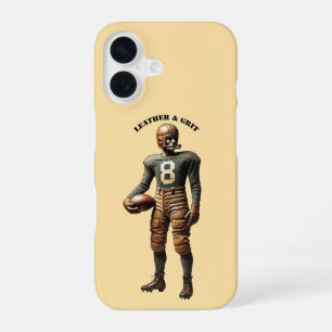 Vintage Football Player with a Leather Helmet URM iPhone 16 Case