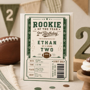 Vintage Football Rookie 2nd Birthday baby boy Invitation