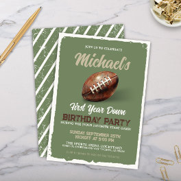 Vintage Football Theme First 1st Birthday Party Invitation