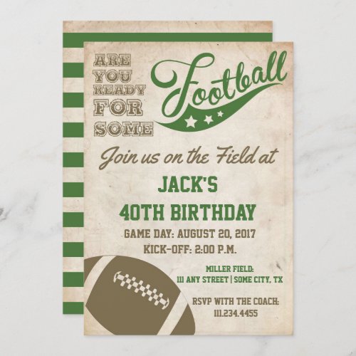 Vintage Football Themed Invite  Old School