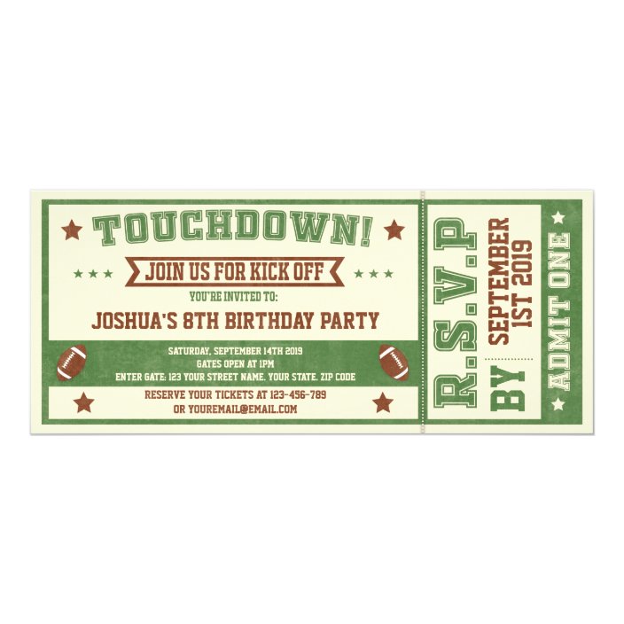 Vintage Football Ticket Birthday Invitation Zazzle Com