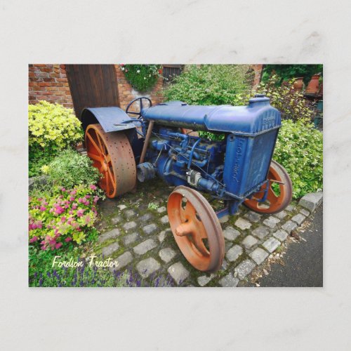 Vintage Fordson Tractor Bredbury Hall Postcard