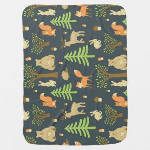 Vintage Forest Animals, Children's Pattern. Baby Blanket