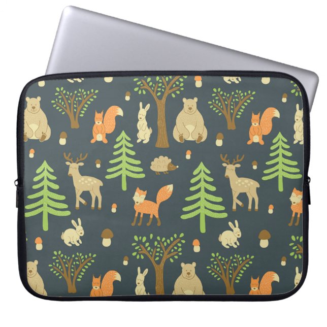 Vintage Forest Animals, Children's Pattern. Laptop Sleeve (Front)