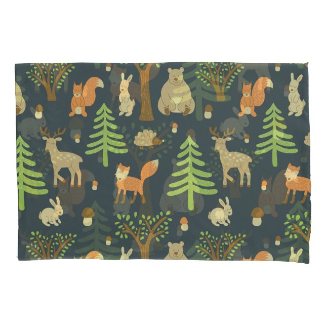 Vintage Forest Animals, Children's Pattern. Pillow Case (Front)