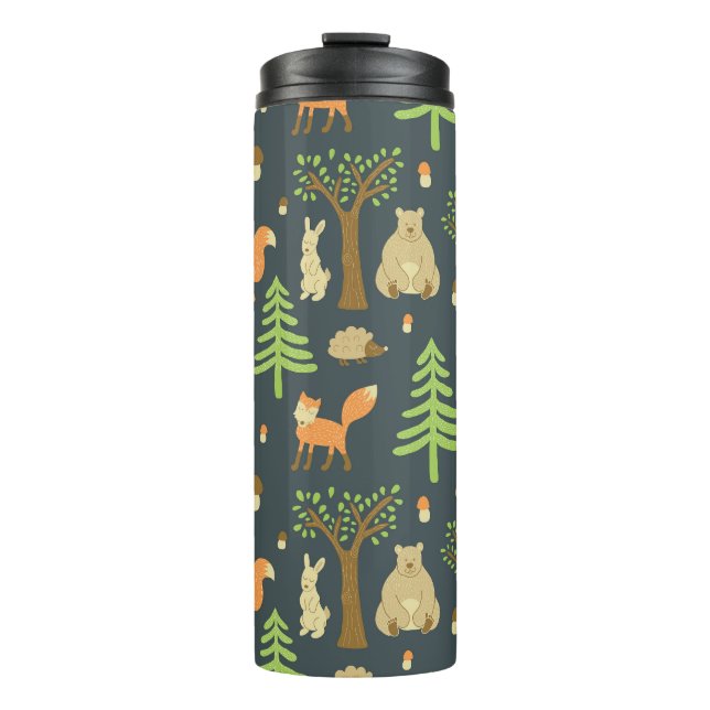 Vintage Forest Animals, Children's Pattern. Thermal Tumbler (Front)