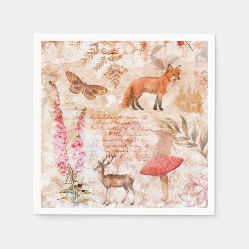 Vintage Forest Animals Pattern  Napkins